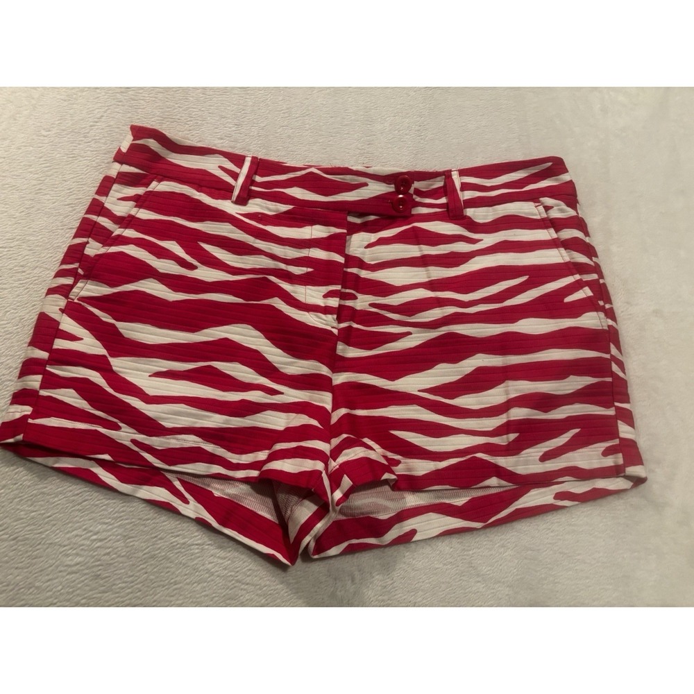 Vineyard Vines Shorts Waves Hot Pink White Women's 12 Preppy Cotton Resort‎